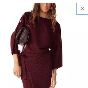 ba&sh Burgundy Ribbed Knit with Gold Button Detail NWT on point this season!